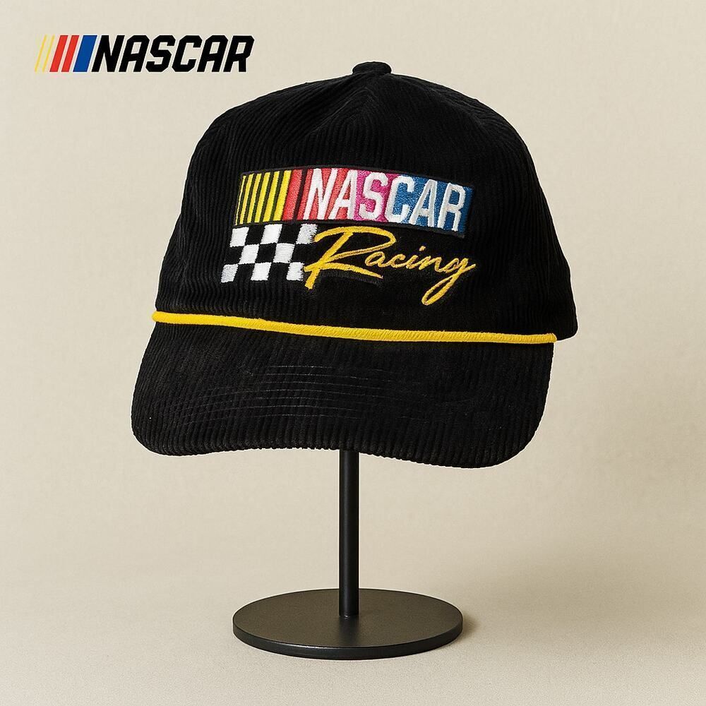 VTG NASCAR Racing Culturefly Black Corduroy Rope Embroidered Cap Hat Snapback OS